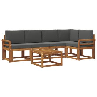 vidaXL Conjunto De Sof&aacute;s De Exterior 6 Pcs Natural Y Antracita Vidaxl