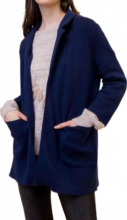 THML Clothing 3/4 Sleeve Sweater Blazer In Navy