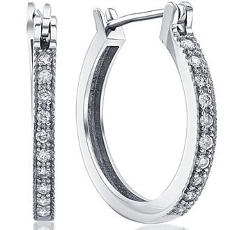 Pompeii3 1/4ct Diamonds Hoops Milgrained 14K White Gold