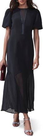 Mint Velvet Puff Sleeve Maxi Dress in Black at Nordstrom, Size 10