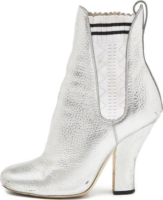 Fendi 105mm metallic-leather ankle boots - Silver