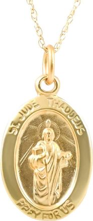 Pompeii3 14k Yellow Gold Gold St. Jude Thaddeus Medal Pendant.5 Tall 1.5 Gram