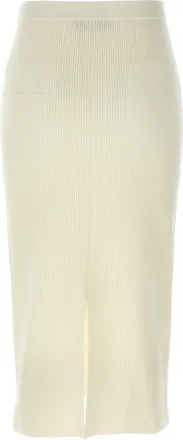 Alessandra Rich Ribbed Wool-Cashmere Blend Skirt - Cream