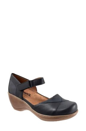 Softwalk Miri Ankle Strap Platform Wedge Clog in Navy Nubuck at Nordstrom, Size 10.5
