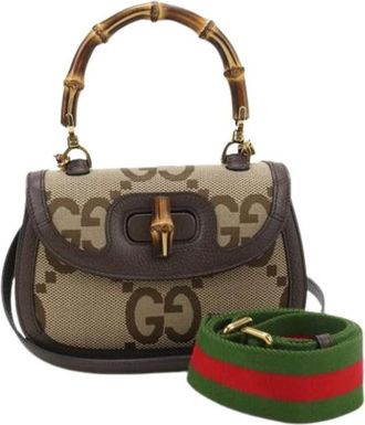 Gucci Pre-owned Handbags, female, Beige, Size: ONE SIZE Pre-owned Canvas Handbag