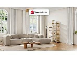 Vente-Unique Grande divano in Tessuto chin&eacute; Beige - Angolo a destra - POGNI di Maison C&eacute;phy