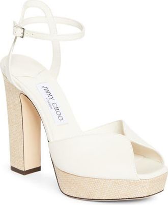 Jimmy Choo London Sacaria Ankle Strap Platform Sandal in Latte Mix at Nordstrom, Size 10.5Us