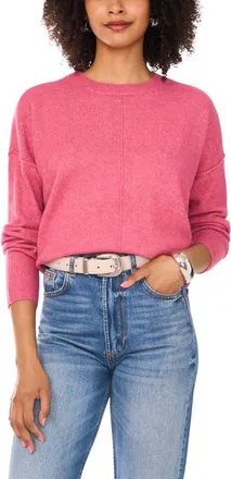 Vince Camuto Exposed Seam Crewneck Sweater in Rose Rococo at Nordstrom, Size X-Small