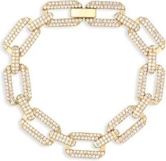 Electric Picks Prestige Pav&eacute; Cubic Zirconia Chain Bracelet in Gold at Nordstrom Rack