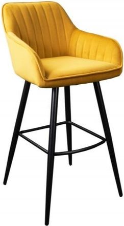 Global Interiors Design Barstuhl Turino mit Armlehnen - Samt Senfgelb