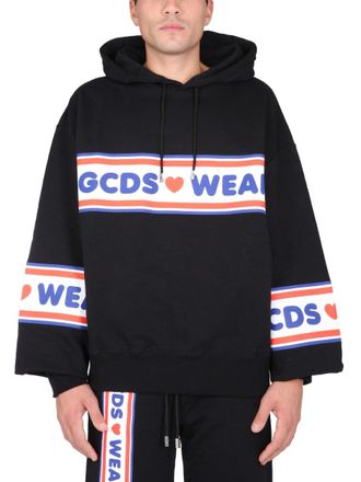 GCDS Cute Tape Logo Hooded Sweatshirt - Black