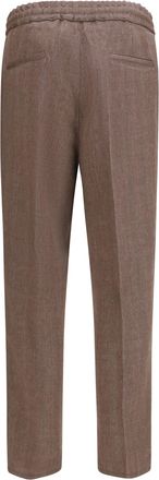 Brunello Cucinelli Mens Herringbone Linen And Wool Pants Nocciola Linen; Merino Ovis Aries Trousers
