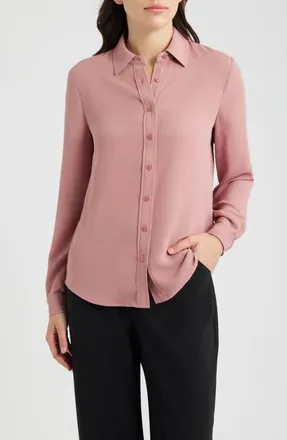 Anne Klein Clean Front Utility Button-Up Shirt in Soft Primrose at Nordstrom, Size Xx-Small
