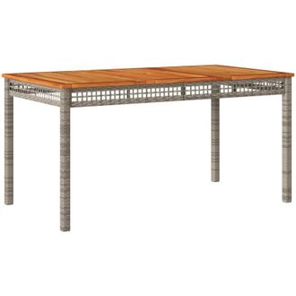 vidaXL Garden Table Grey 140x80x75 cm Poly Rattan Acacia Wood Vidaxl