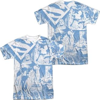 Gildan Superman Man Of Steel Collage (Front/Back Print) Short Sleeve Adult 100% Poly Crew Tee / T-Shirt