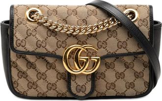 Gucci Pre-owned Gucci Small GG Marmont Matelasse Diagonal GG Canvas and Leather Shoulder Bag Ladies PHIL5VSFUEHOF2GK