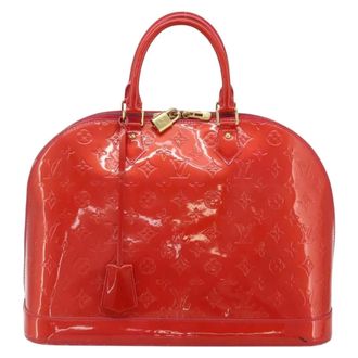 Louis Vuitton Alma Monogram Vernis Red Patent_Leather Handbag (Pre-Owned)