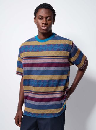 Scotch & Soda Mens Colourful jacquard stripe T-shirt