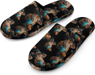 Generic Halloween Highland Cow Halloween Mens Cozy Memory Foam Slippers Warm Cotton House Shoes Comfy Slipper for Indoor Outdoor
