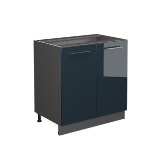 Vicco Mueble Fregadero Fame-line, Azul Oscuro Alto Brillo, 80 Cm Con Estante, Sin Encimera Vicco