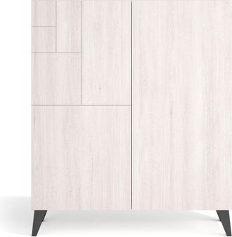 HERDASA Herdasa, Zapatero En Melamina, Modelo Malmo, 109x90x27, Color Blanco Antic Patas Grafito