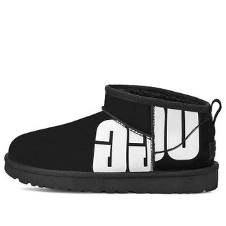 UGG (WMNS) UGG Classic Ultra Mini Broken Logo Black White 1126373-BLK