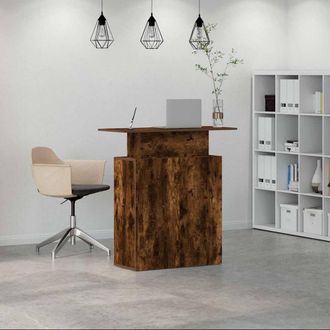 Berkfield Home Reception Desk Smoked Oak 100x40x104 cm Engineered Wood in Brown | Size: 100 x 40 x 104 cm