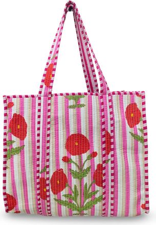 Generic Floral Cotton Tiger Block Print Tote Bag, Indian Handmade Shopping Shoulder Beach Bag, Unisex Market Daily Use (1, 38)