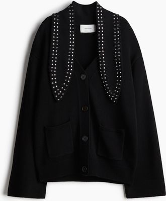 H&M Cardigan aus Wollmix mit Schalkragen - Schwarz