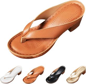 Generic Chunky Sandals for Women White Heels Block Heel Sandals for Women Chunky Block Mid Heels Flip Flop Slip on Square Toe Comfortable Heeled Dress Bridal 