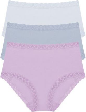 Natori Bliss Cotton Full Brief 3-Pack in Frost Sky/blue Mst/violt Tulip at Nordstrom, Size Large