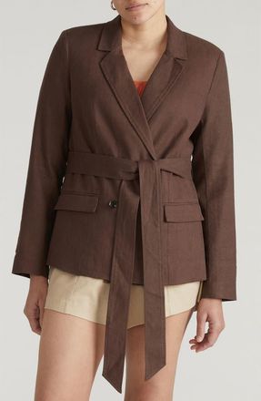 Universal Standard Henning Belted Blazer in Sophisticated Brown at Nordstrom, Size Xxx-Large