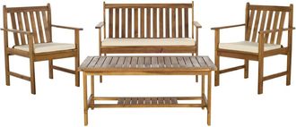 Safavieh Conjunto de exterior en madera de acacia/poli&eacute;ster, neutro