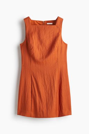 H&M Twillkleid mit Karree-Ausschnitt - Orange