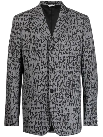 Comme Des Garçons abstract-pattern print notched-lapels blazer - Black