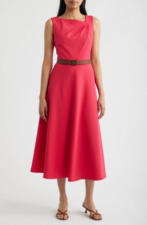 Anne Klein Pleated Asymmetric Belted Dress in Grenadine at Nordstrom, Size 12