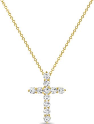 Diana M. Jewels 14kt Yellow Gold 6.00 cts Lab Grown Round Diamond Cross Pendant