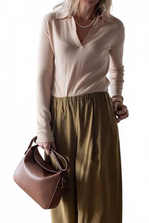 Alysi Maglia Long Sleeve Polo In Peach
