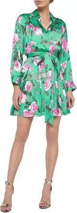 L'agence Virlen Tiered Shirt Dress In Green Multi Santa Fe Rose