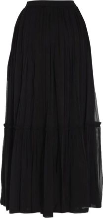 Saint Laurent Midi-rok met ruches - Zwart