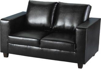 Seconique Tempo Two Seater Sofa-in-a-Box - L75 x W140 x H84 cm - Black Faux Leather