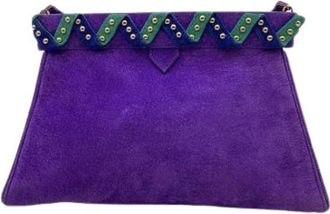 Saint Laurent Pre-owned Cross Body Bags, female, Purple, Size: ONE SIZE Pre-owned Vintage Purple Suede Crossbody Bag