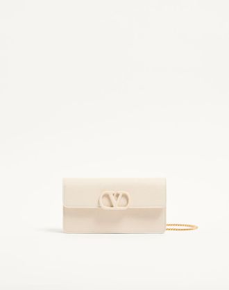 Valentino Garavani Portafoglio Con Catena VLogo Signature In Vitello Granato Donna LIGHT IVORY UNI