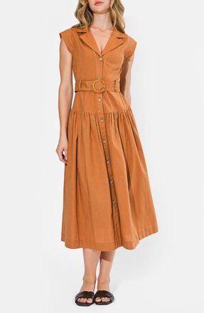 Adelyn Rae Kennedy Belted Midi Shirtdress in Rust at Nordstrom, Size X-Small