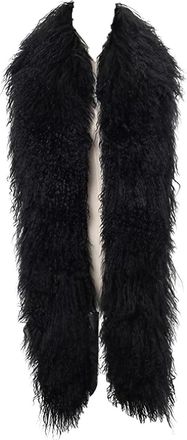 Generic BLACK LADIES WOMAN GENUINE MONGOLIAN SHEEPSKIN LAMB WOOL FUR CURLY SCARF BOA