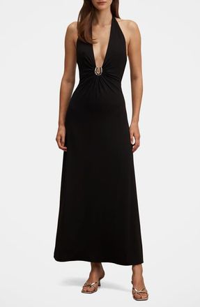 Ever New Behati Jersey Midi Halter Dress in Black at Nordstrom, Size 10