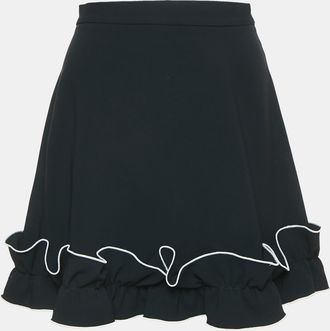 Moschino Boutique Moschino Black Crepe Ruffled Mini Skirt