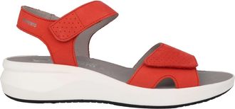 Mephisto Rode Nubuck Leren Sandaal - Dames - Sleehakken - Rood - 36 EU - Leer - Schoenen