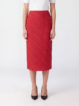 Liviana Conti Saphira High-Waisted Pleated Cr&ecirc;pe Midi Pencil Skirt