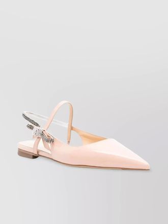 Mach & Mach leather crystal-embellished slingback ballerina flats